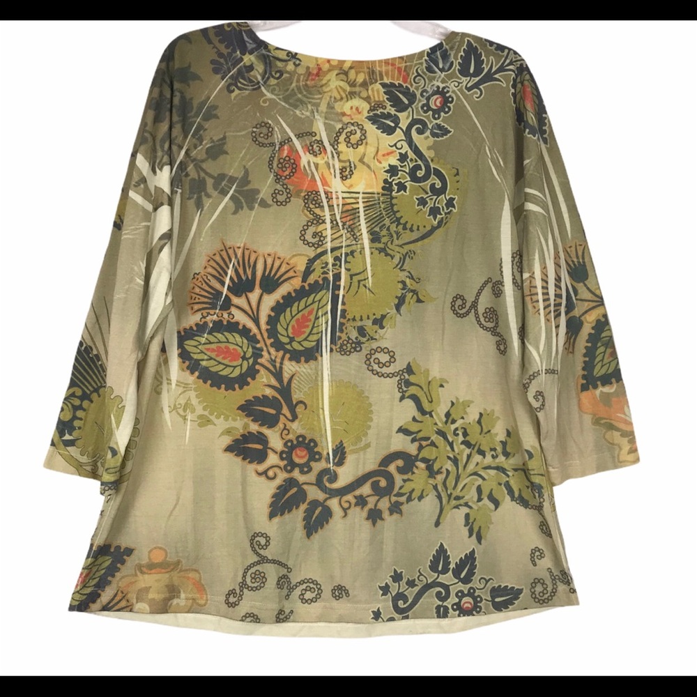 Mirror Image green long sleeve floral blouse XL